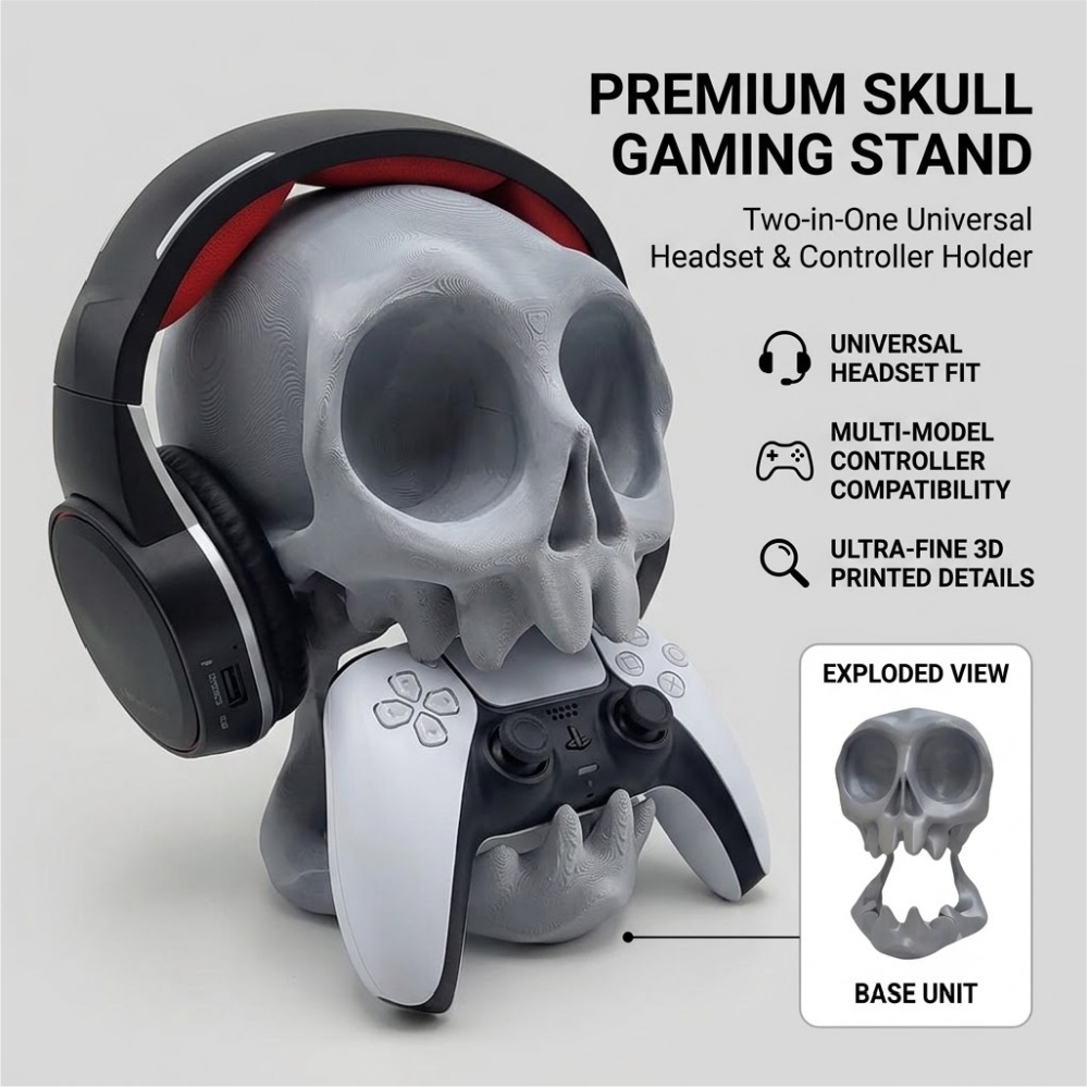 Gaming Accessories White - Kreativer Gaming-Controller-E-Sport-Kopfhörerständer für PS5/PS4 in Skelettform,