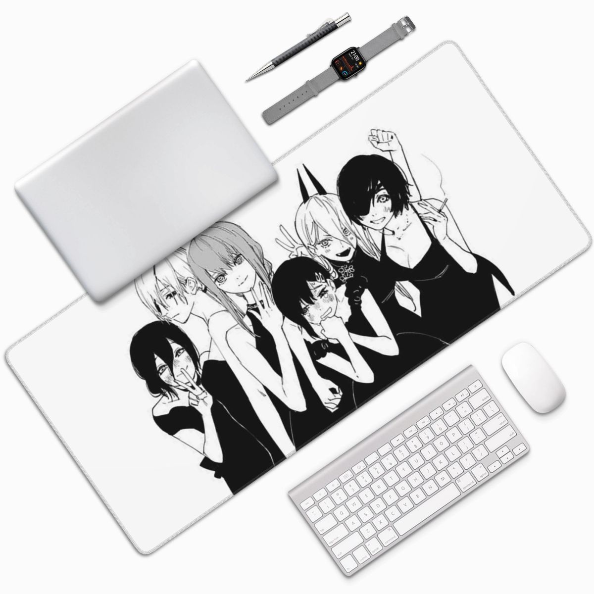 Gaming Accessories Men - Anime Chainsaw Man großes Mauspad, Computer-Tastatur-Mauspad,