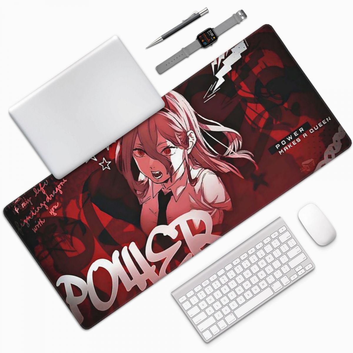 Gaming Accessories Men - Anime Chainsaw Man großes Mauspad, Computer-Tastatur-Mauspad,