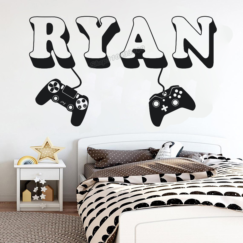 Gaming Accessories Wallpaper - Gamer Wandaufkleber Benutzerdefinierter Name Controller Videospiel