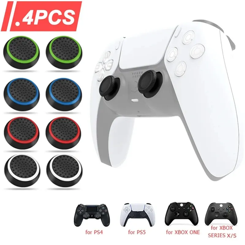 Gaming Accessories White - Neue 4-teilige Silikon-Daumengriffkappen, Kompatibel mit Sony